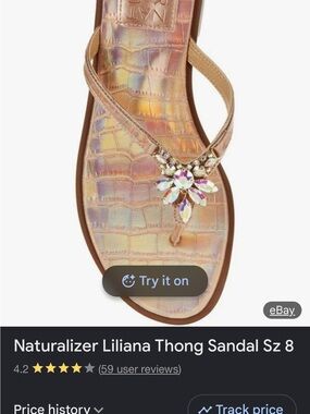 Naturalizer Liliana Iridescent Thong Sandal in Rose Gold